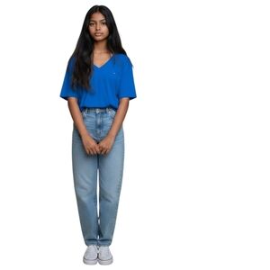 Tommy Hilfiger Women's XL Bright Blue V-Neck Tee